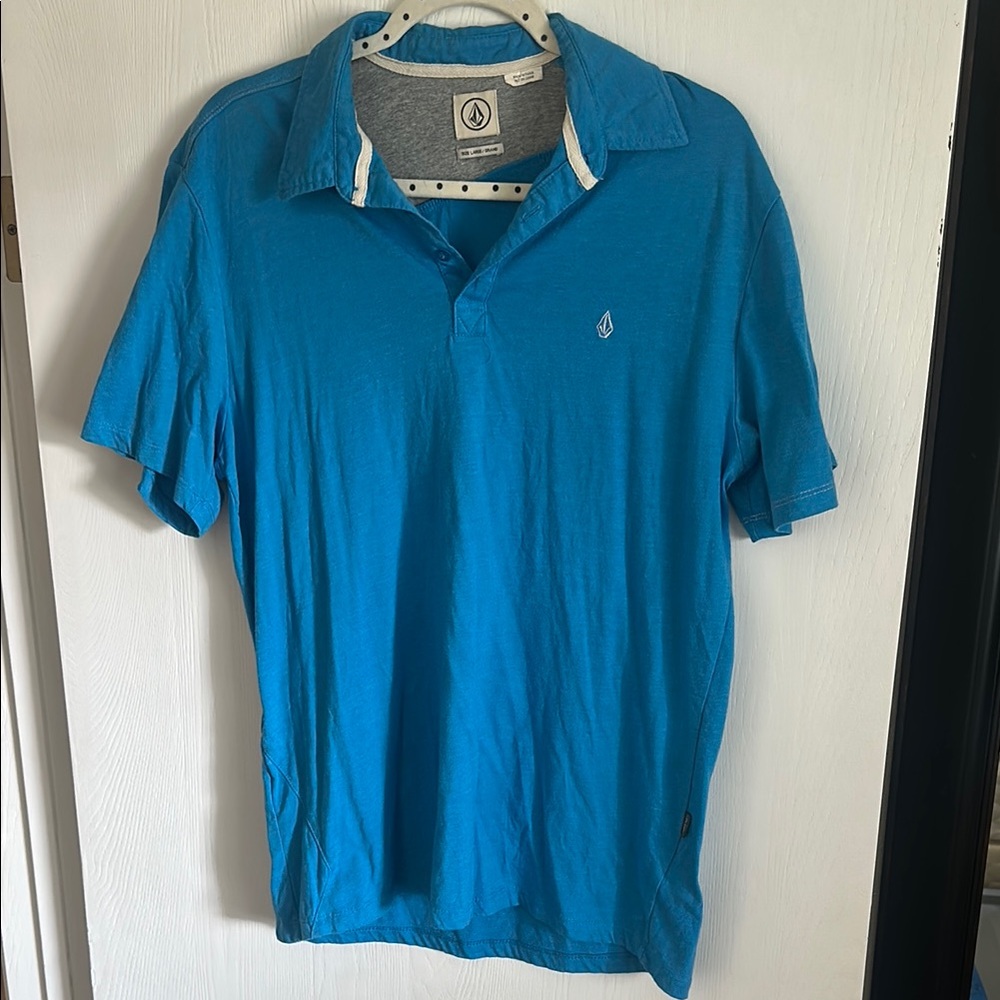 Volcom Blue Polo Shirt Classic Style with Logo